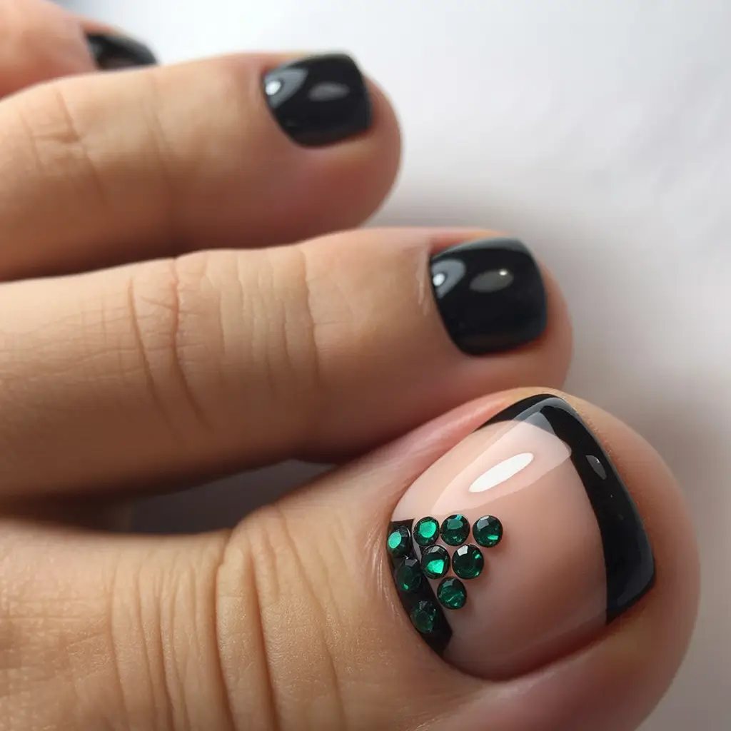 Emerald Edge Winter Toe Nails 2025
