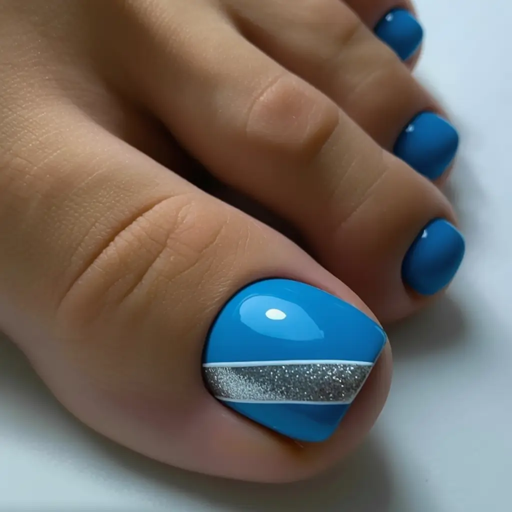 Frostline Blue Winter Toe Nails 2025