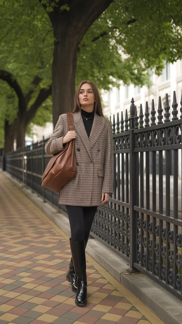 new york outfits aesthetic Classic Check and Tall Boots for the Early Autumn Streets