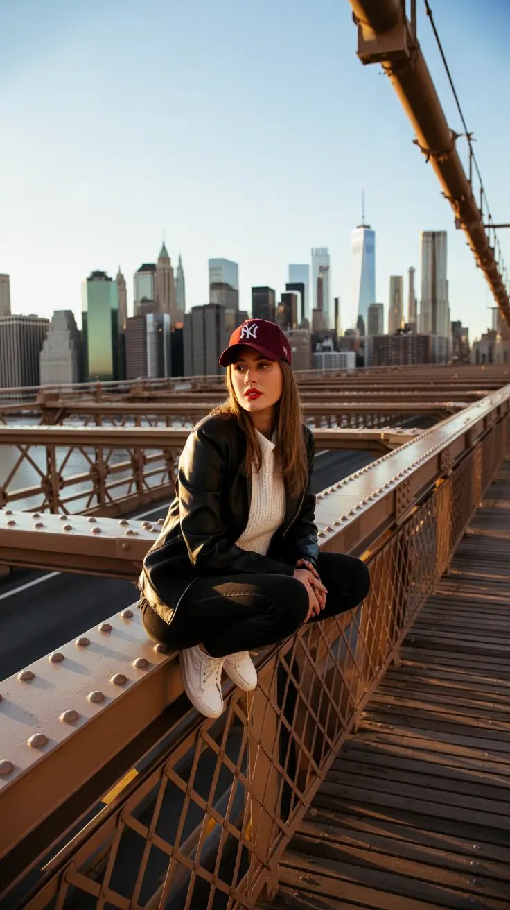 new york outfits spring Leather, Knit, and Sunset: The Perfect Transitional Look