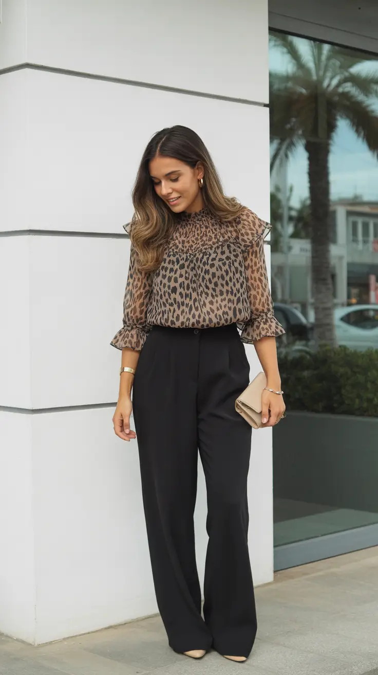 office outfits women Soft Animal Print Confidence