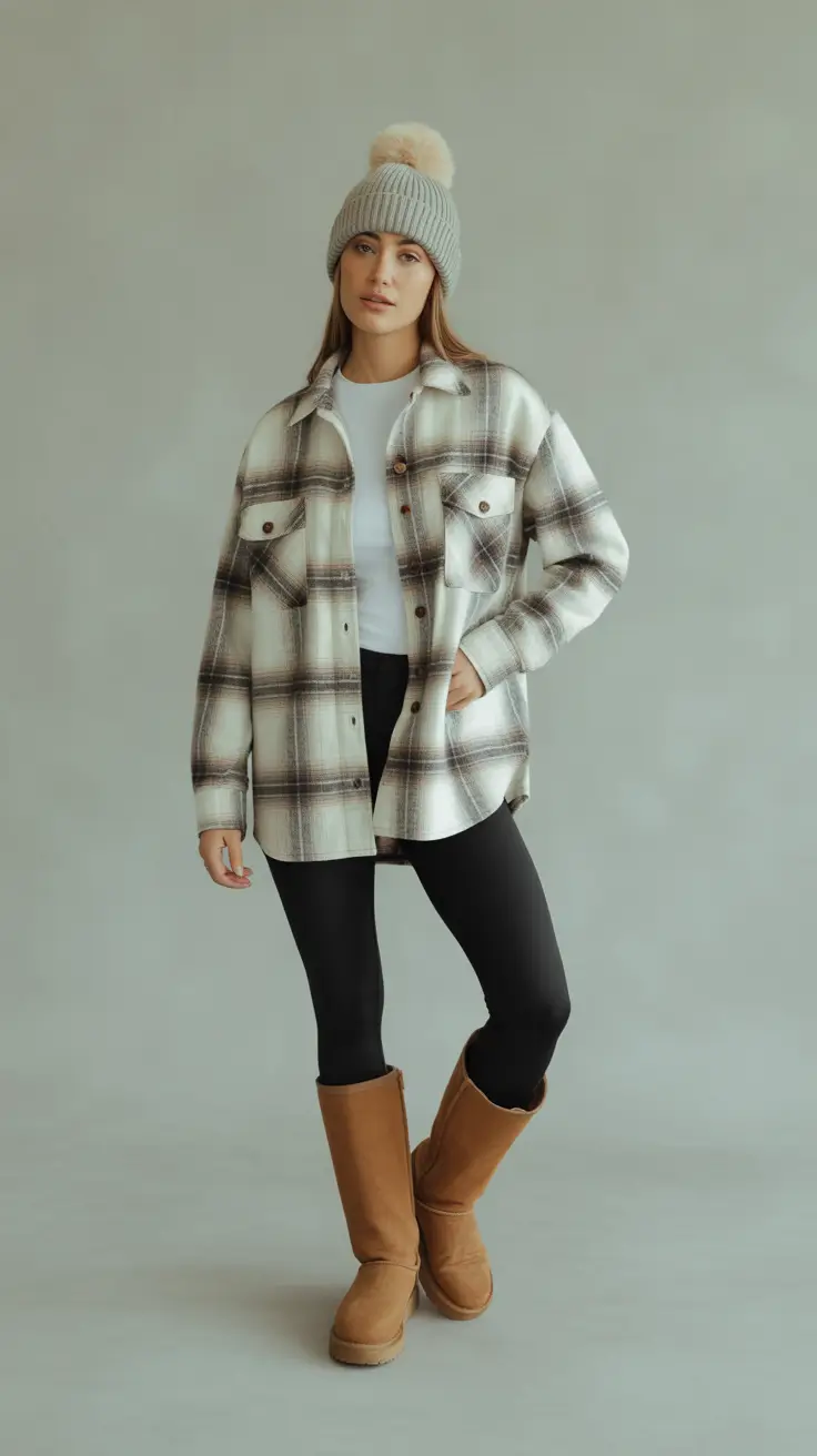 Outfits with Ugg boots 2026 Plaid and Proportion Play