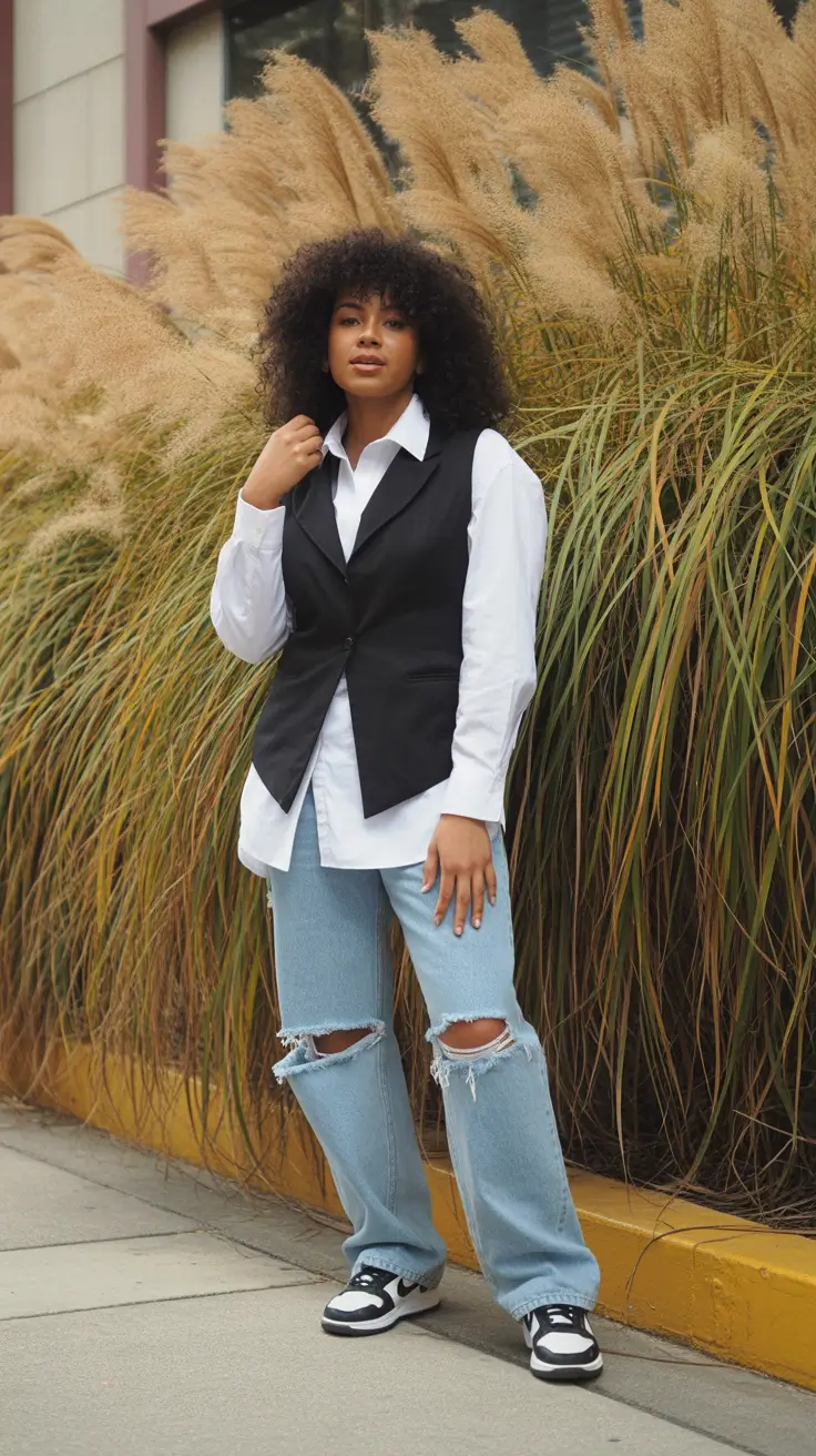 preppy outfits aesthetic Relaxed Vest Revival