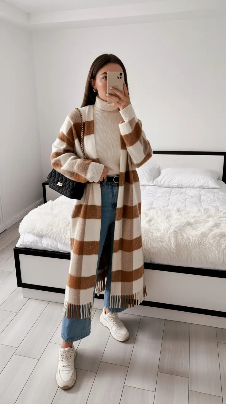cold weather outfits casual Warm Checks and Everyday Comfort
