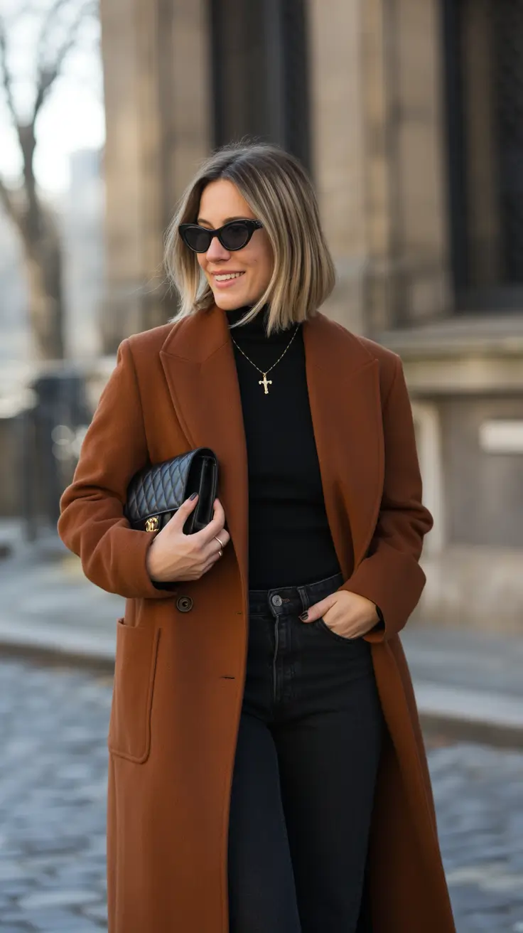 cold weather outfits for work City Elegance in Caramel Tones