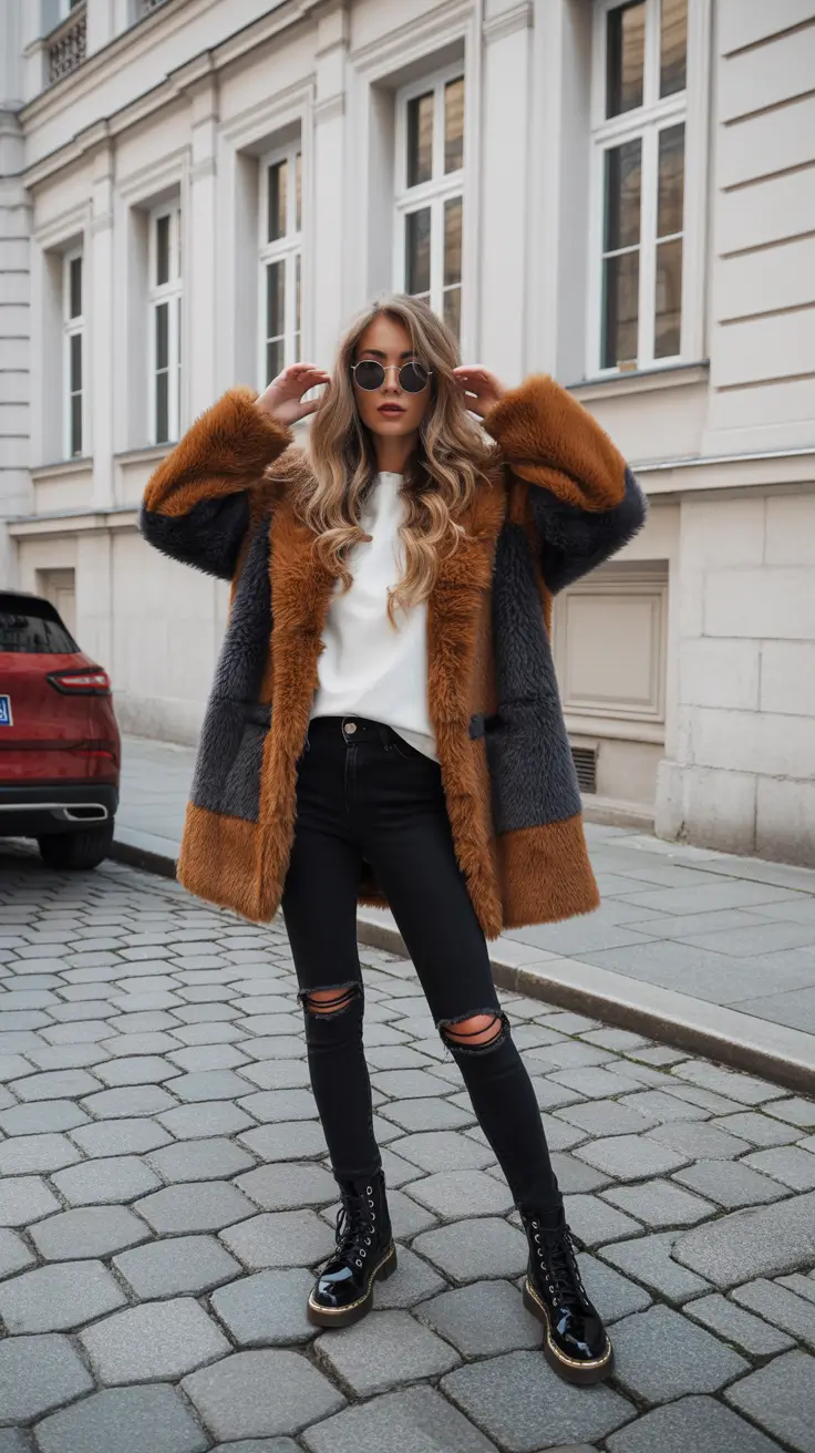 cold weather outfits for women Faux Fur Boldness and Urban Energy