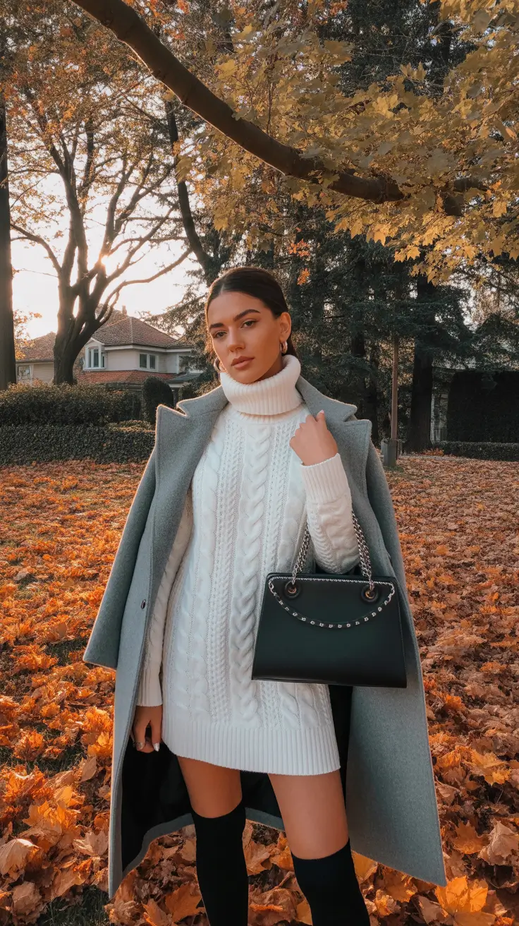 cold weather outfits for women Timeless White and Gray Sophistication