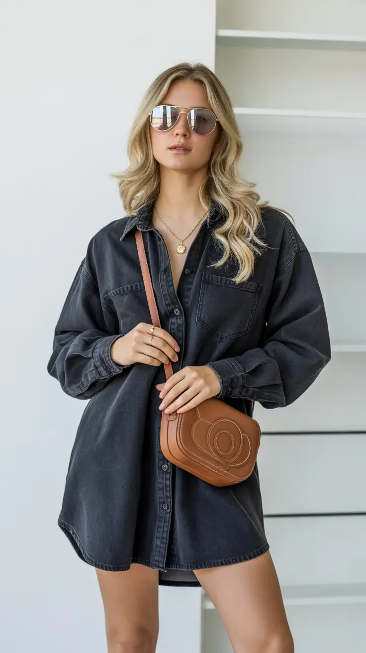 Stylish everyday outfits 2026 Denim Shirt Dress Cool