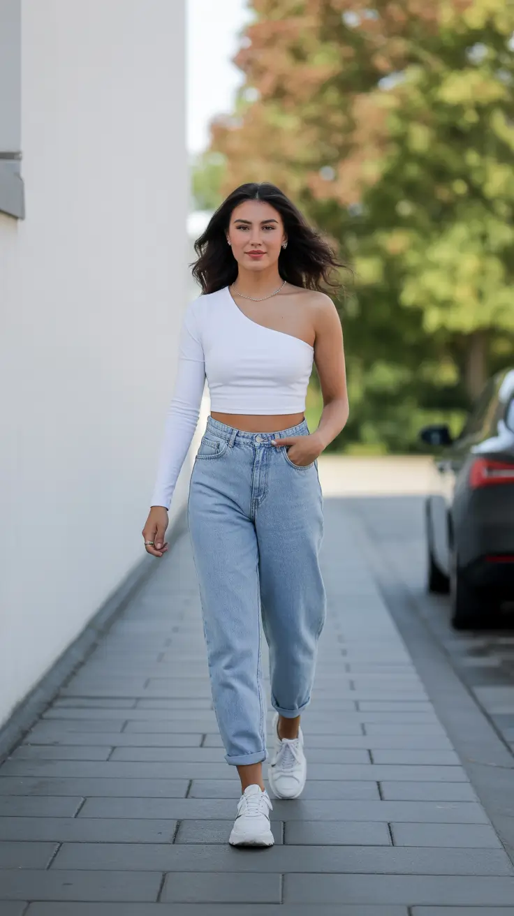 Stylish jeans outfits 2026 Minimalist Energy in Asymmetry