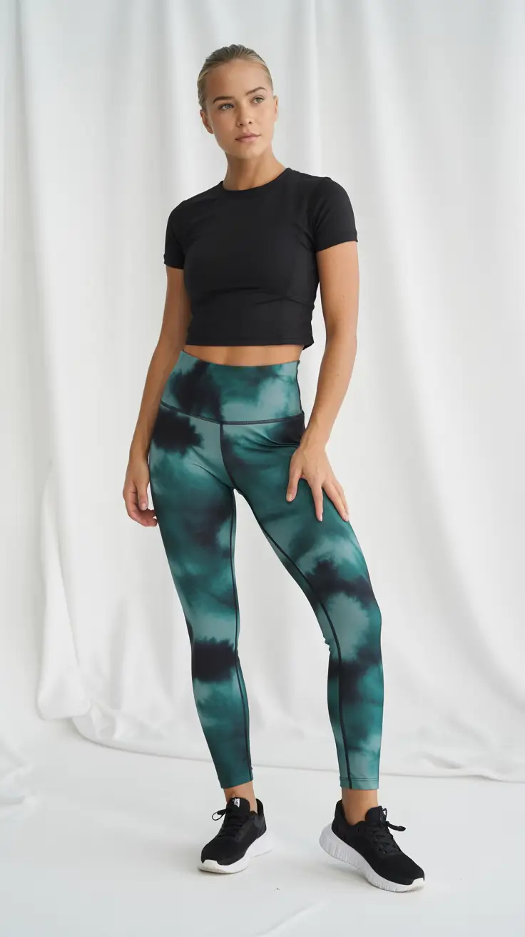 Stylish legging outfits 2026 Urban Tie-Dye Cool