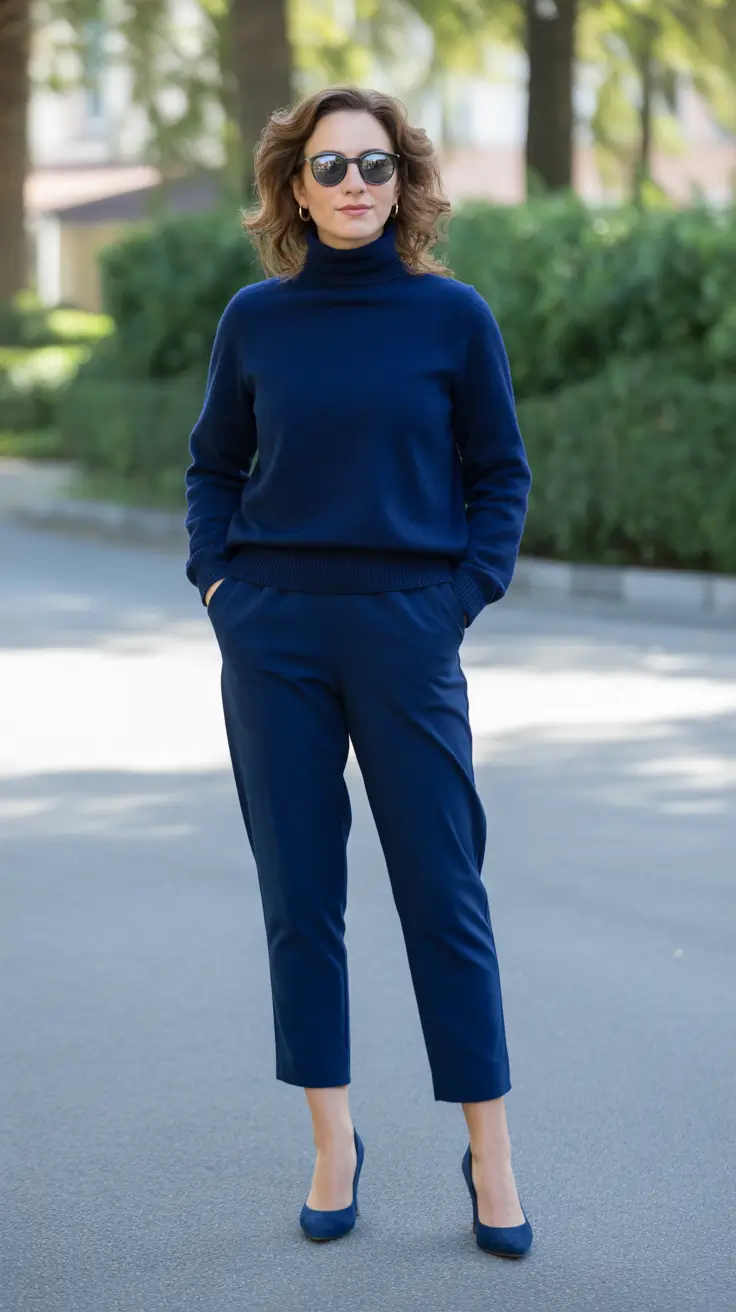 outfits for women over 50 fall Monochrome Navy Power