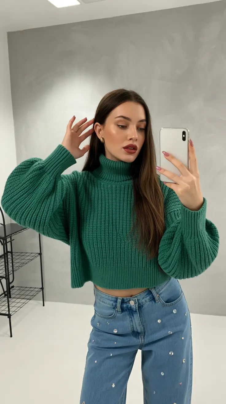 Stylish sweater outfits 2026 Modern Teal Charm