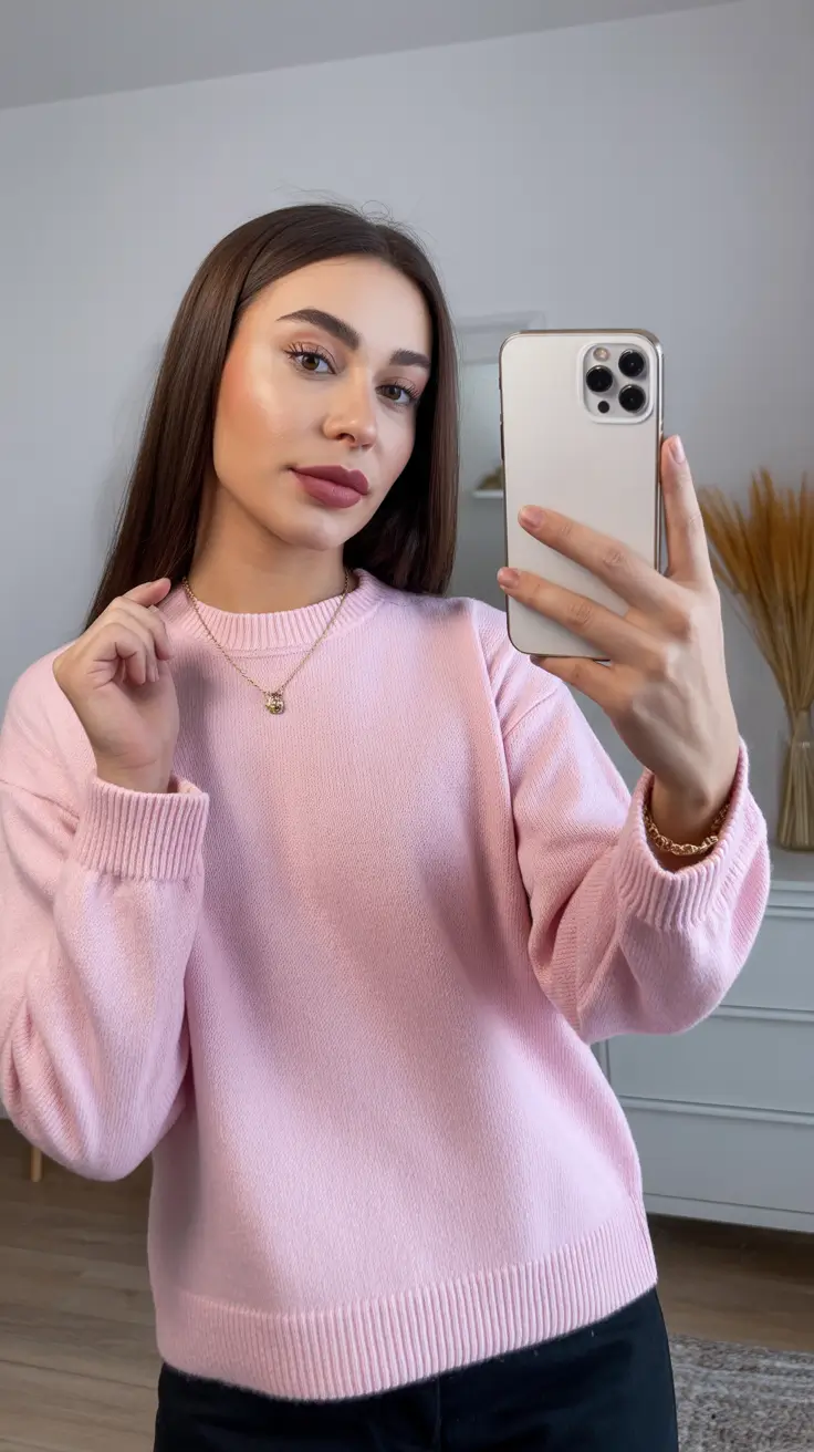 Stylish sweater outfits 2026 Pastel Perfection in Pink