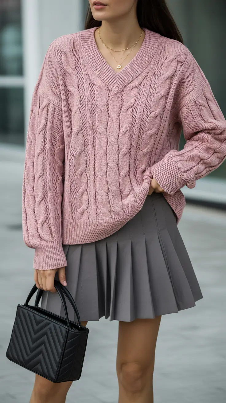 Stylish sweater outfits 2026 Soft Romance in Pink