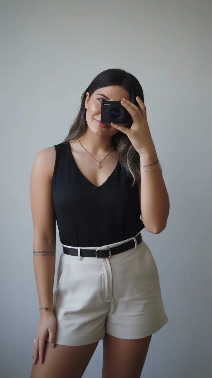 fashion outfits 2026 trends fall Monochrome Minimalist Shorts Look