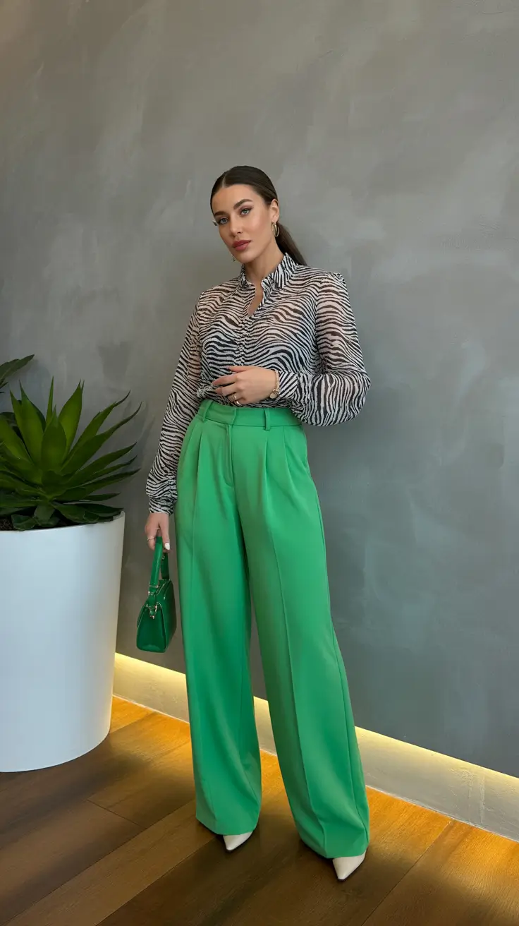 fashion outfits 2026 trends fall Green Power & Zebra Confidence