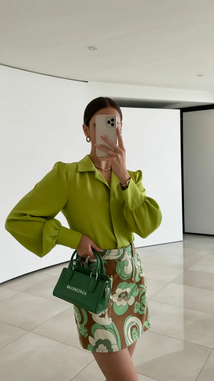 Trendy going out outfits 2026 Retro Green Revival