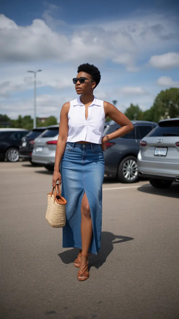 outfits for black women summer Effortless Denim and Summer Ease