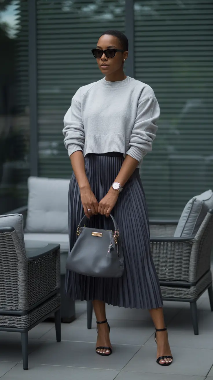 outfits for black women winter Monochrome Grace Cool-Toned Sophistication