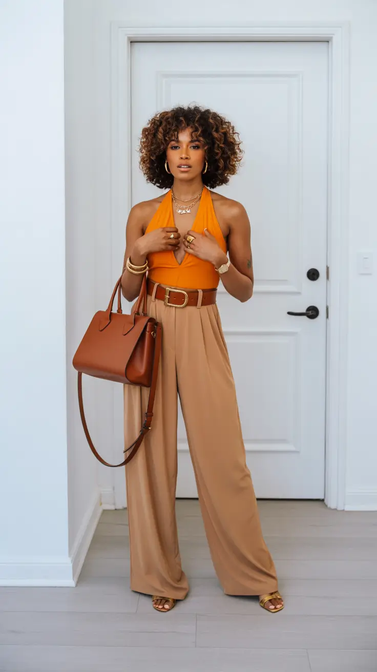 outfits for black women classy Amber Glow Effortless Warmth with Structure