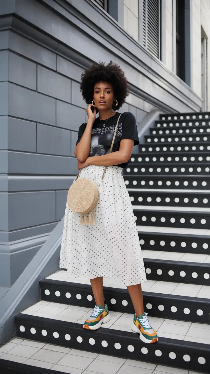 outfits for black women streetwear Playful Polka Streetwear Meets Femininity