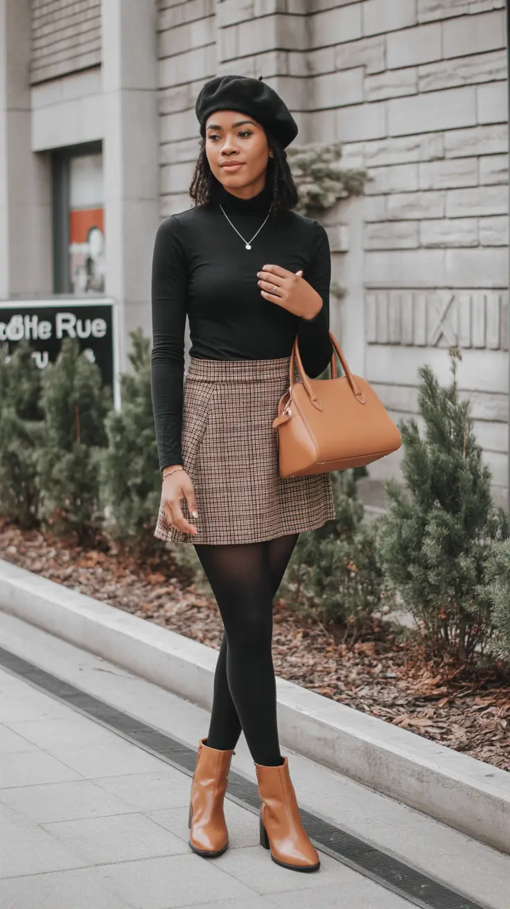 outfits for black women winter Parisian Poise The Modern Beret Moment