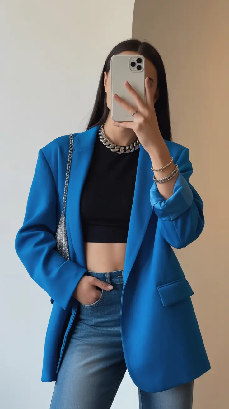 trendy outfits 2026 Electric Blue & Modern Edge