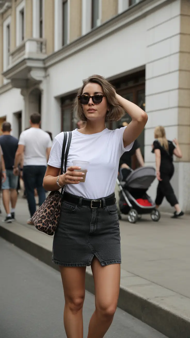 Trendy skirt outfits 2026 Street Chic in Black Denim