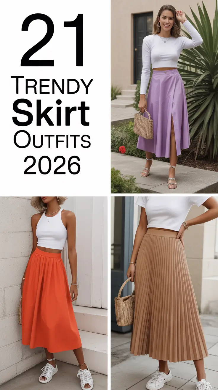 Trendy Skirt Outfits 2026: Fresh Looks to Style Skirts from Denim Mini to Satin Maxi