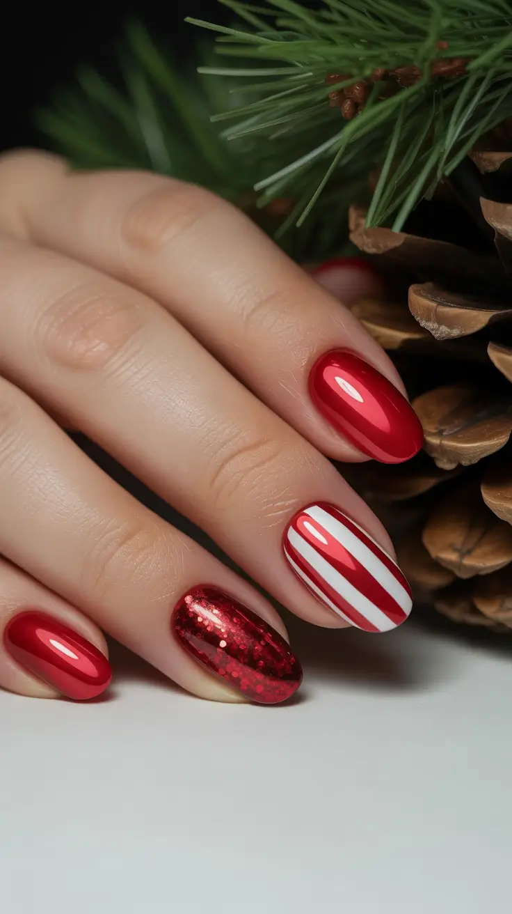 Trendy Winter Nail Colors 2025-2026 Candy Cane Spark