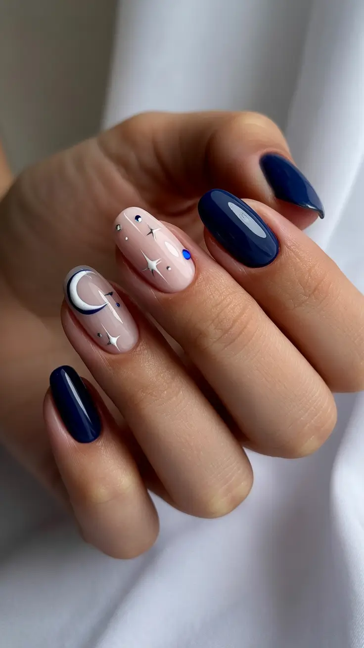 Trendy Winter Nail Colors 2025-2026 Midnight Moonlight