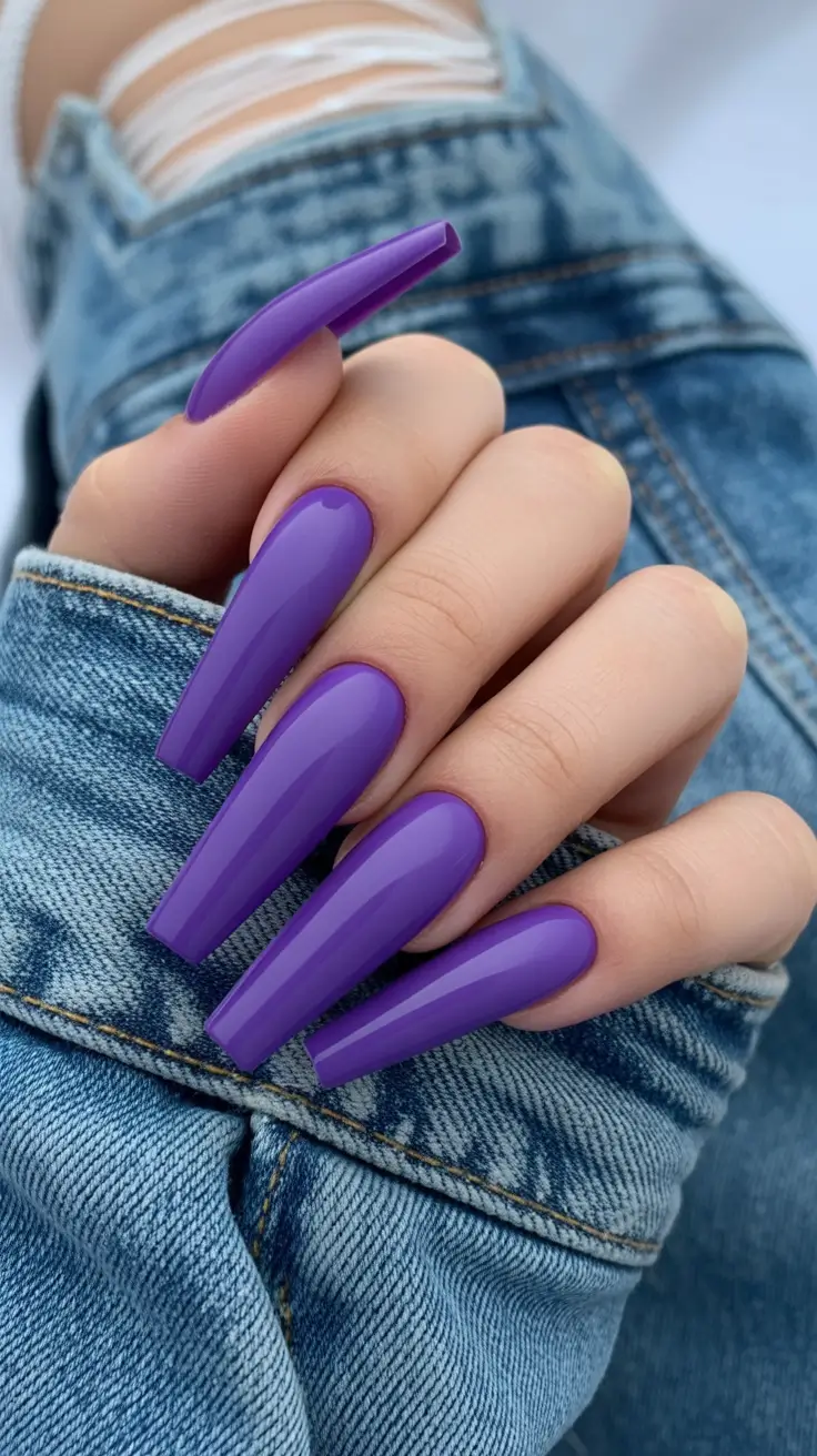 acrylic nail designs 2026 Violet Energy for the Bold Summer Girl