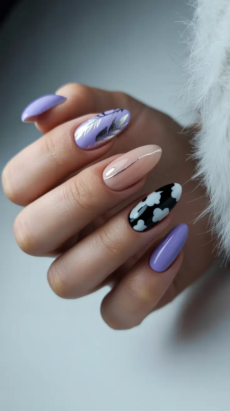 acrylic nail designs 2026 Lavender Mix-and-Match for the Playful Spirit