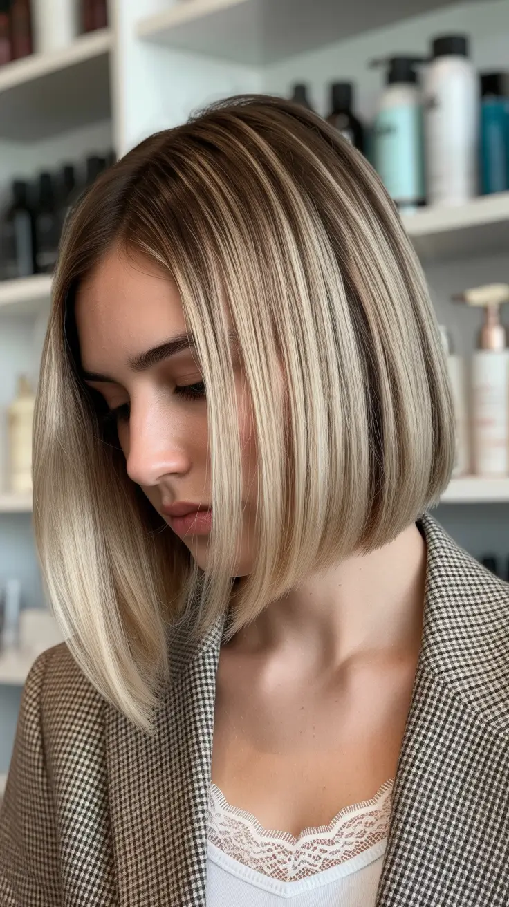 ash blonde hair color 2026 Rooted Butter Ash Bob