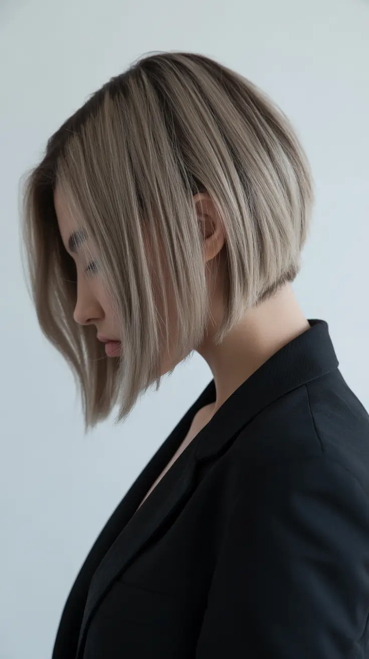 ash blonde hair color 2026 Cool Sanded Bob