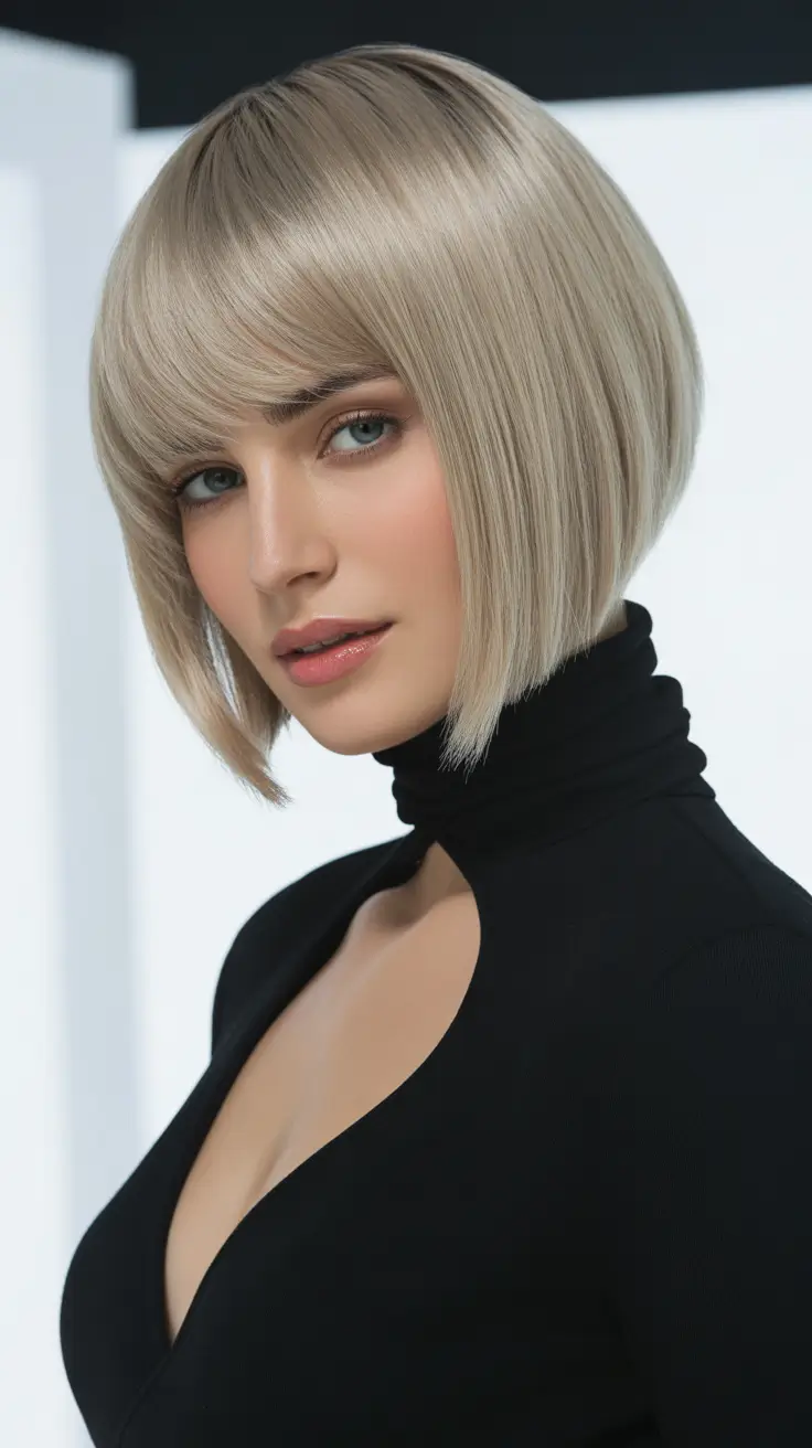 ash blonde hair color 2026 Polished Silver Bob