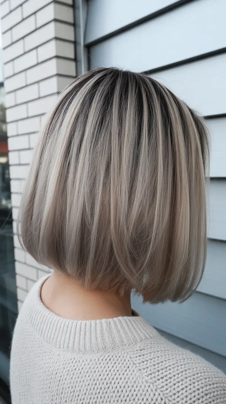 ash blonde hair color 2026 Smoky Ash Blunt Cut