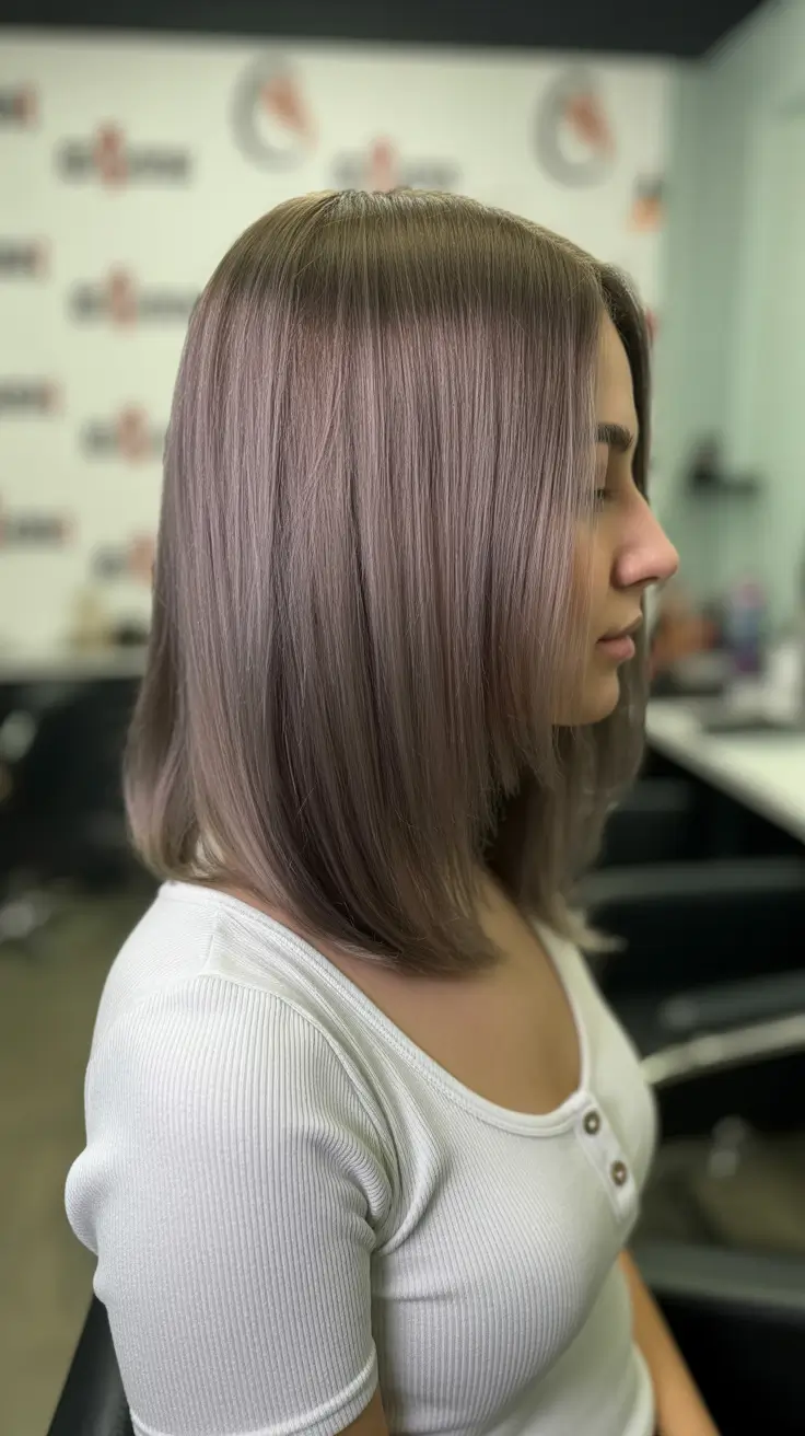 ash brown hair color 2026 Muted Violet Ash for a Cool Edge