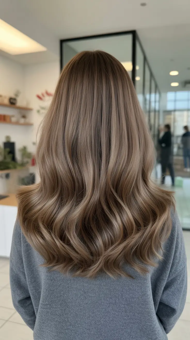 ash brown hair color 2026 Classic Cold Ash Length with Dreamy Texture