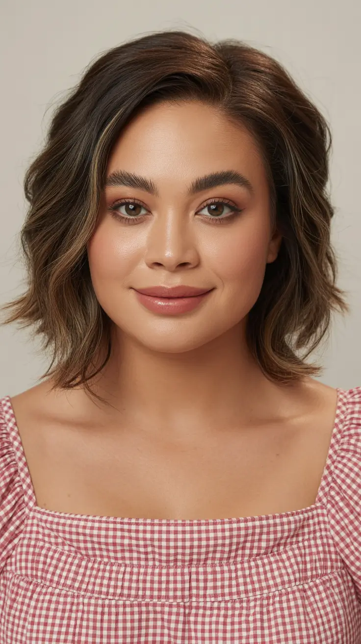 haircuts for chubby faces+Soft Angled Lob with Lived-In Waves