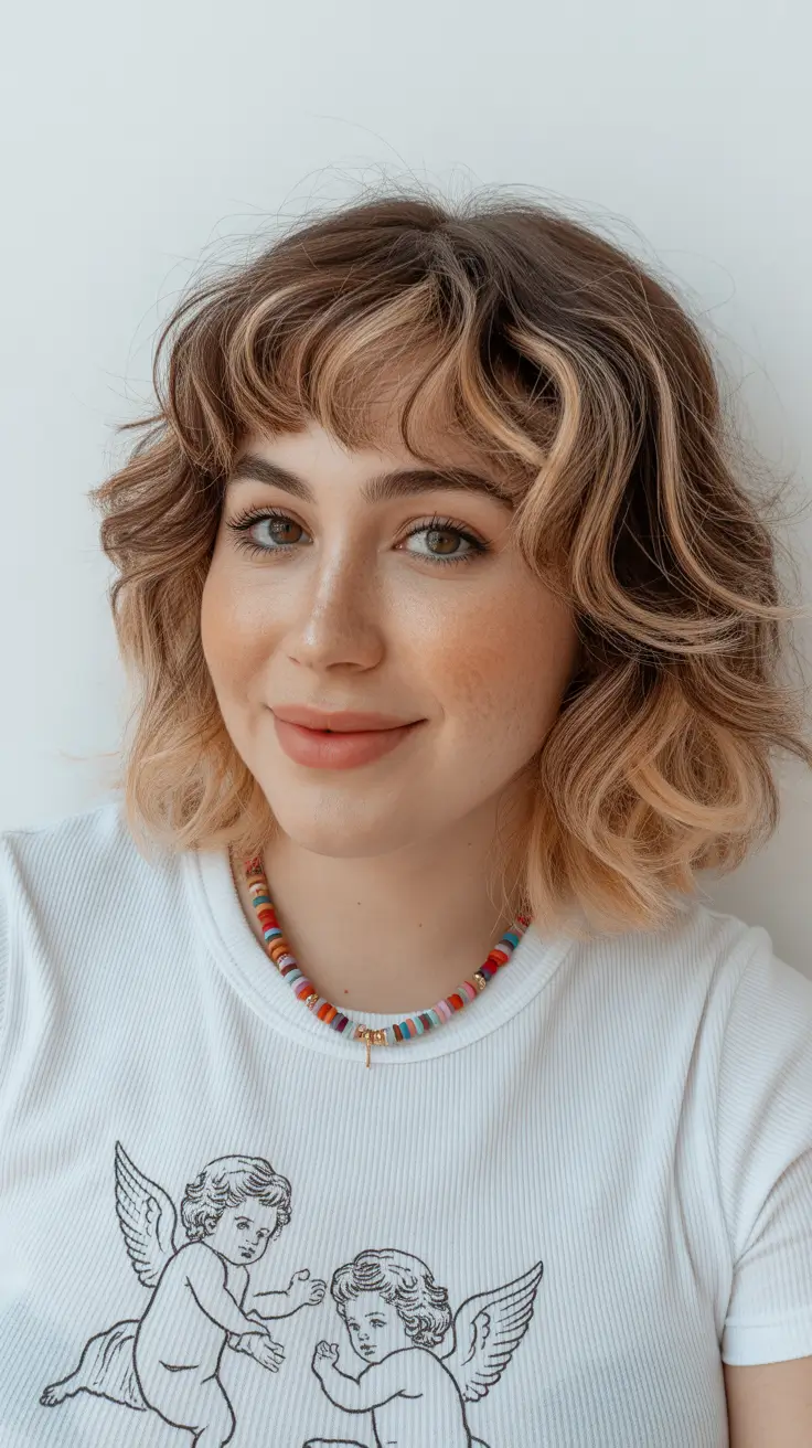 short haircuts for chubby faces curly hair+Two-Toned Curly Crop with Fringe