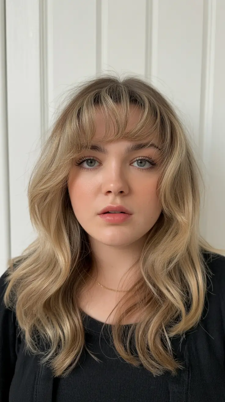 haircuts for chubby faces with bangs+Golden Layers with Feathered Bangs