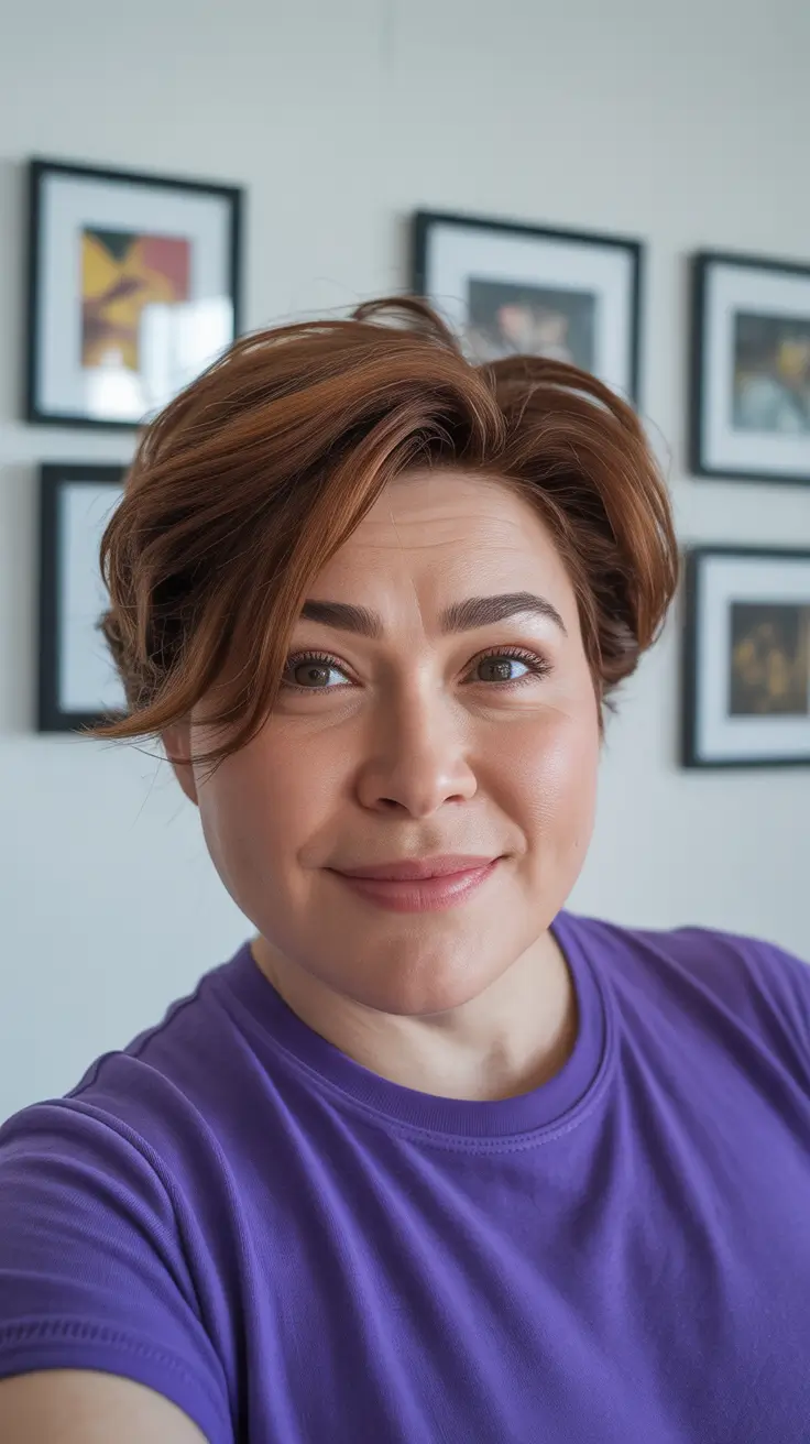 short haircuts for women chubby face+Pixie with Voluminous Side Part