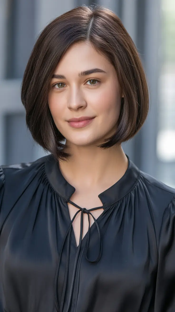 fat face haircuts 2026 Polished Tapered Bob