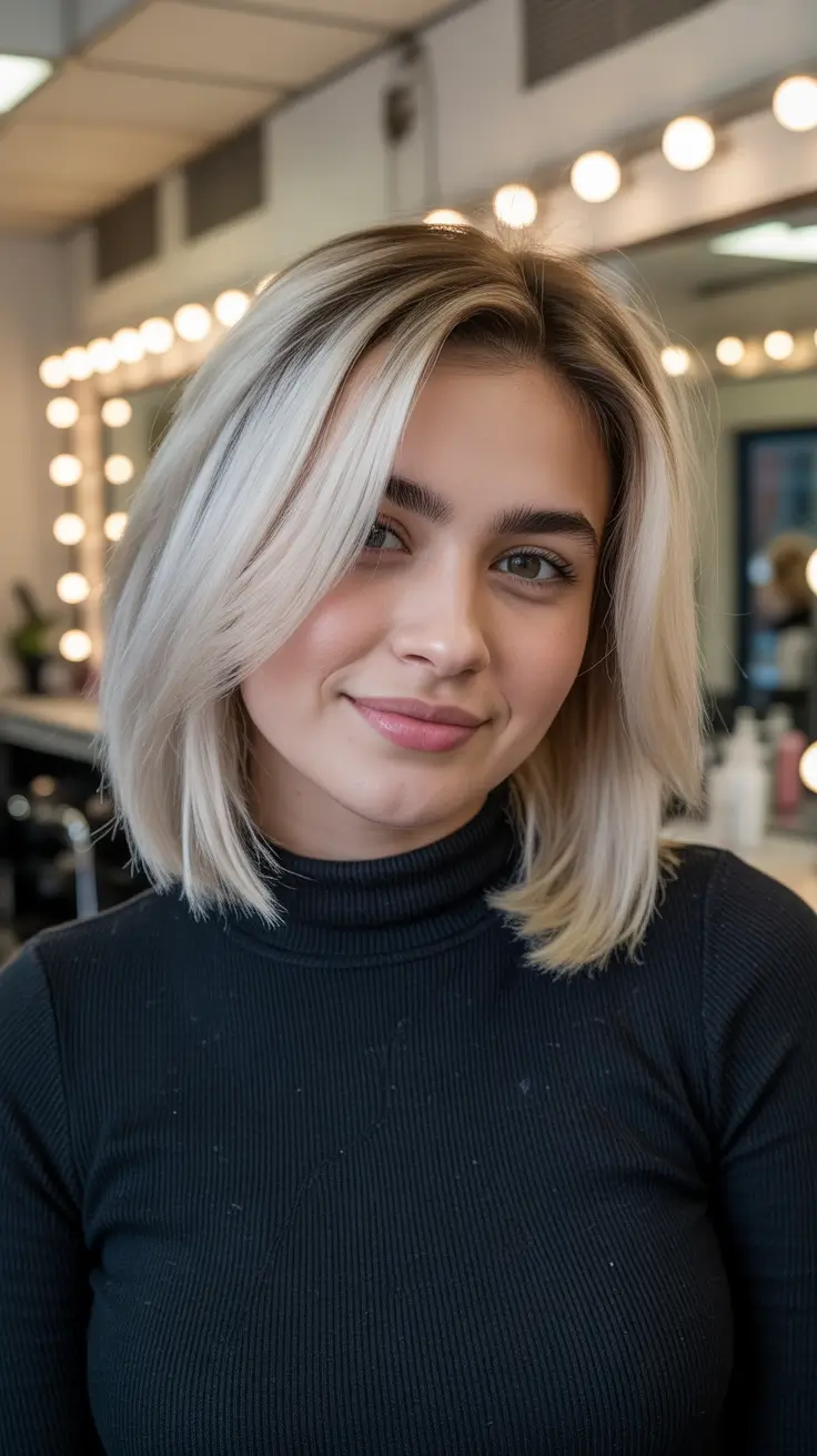 fat face haircuts 2026 Modern Blonde Lob