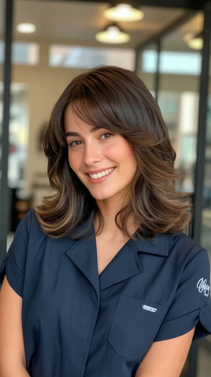 Best haircuts for medium hair 2026 Feathered Layers with Curtain Bangs
