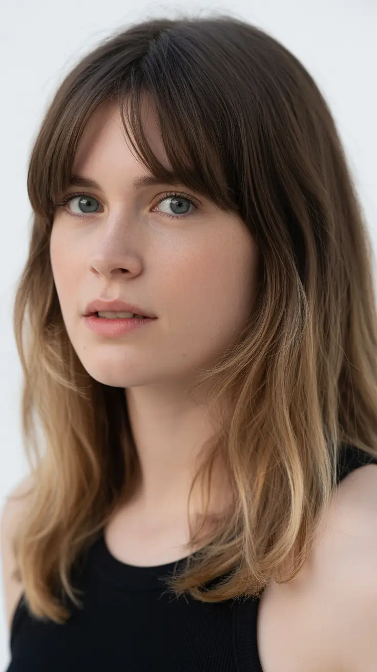 haircuts for thin fine hair long layers Curtain Bangs