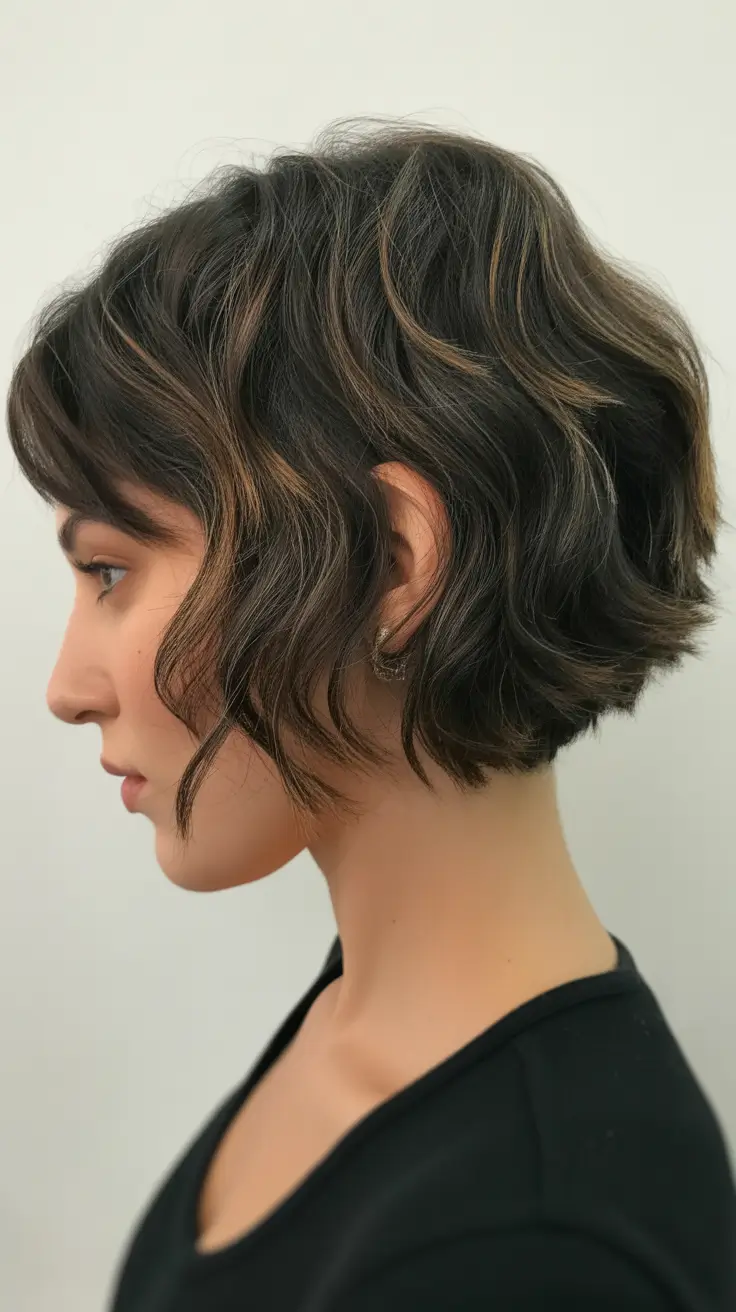 best haircuts for wavy hair 2026 Short Sculpted Bob with Polished Texture