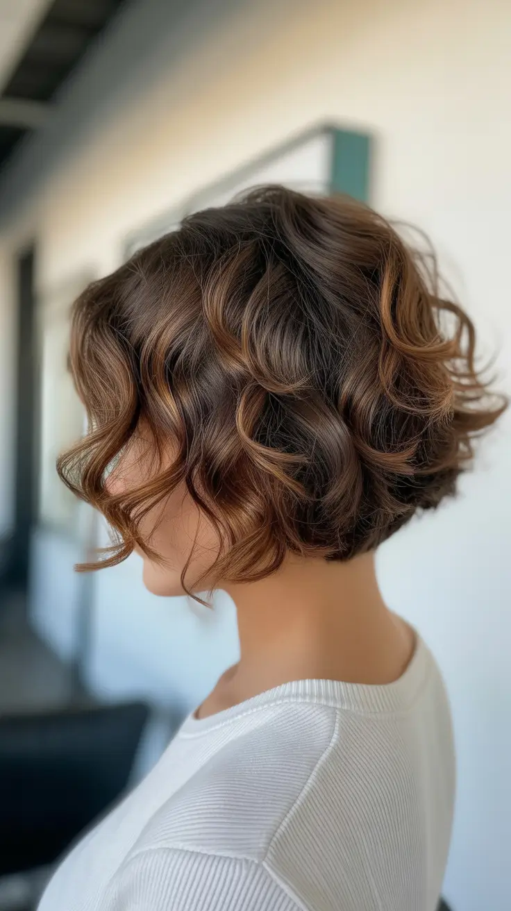 best haircuts for wavy hair 2026 Short Layered Bob with Lively Movement