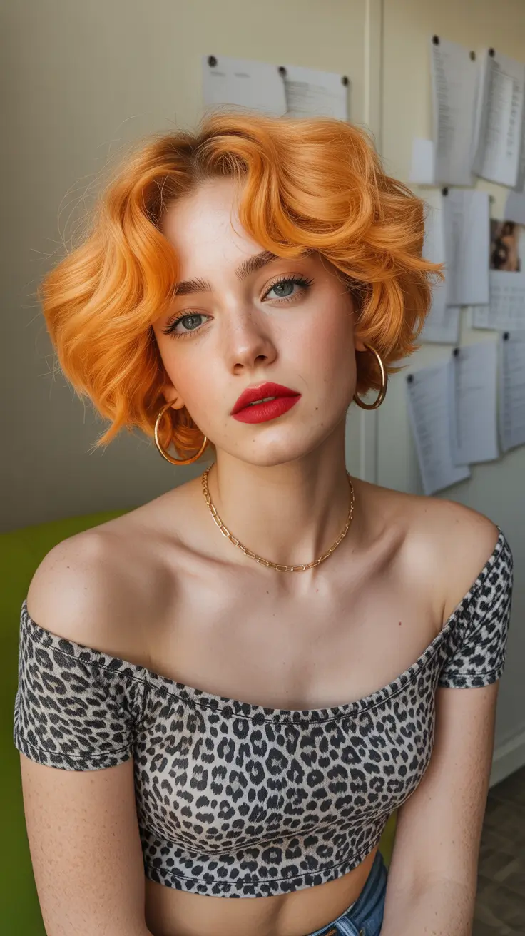 best haircuts for wavy hair 2026 Peachy Short Bob for the Bold Hearted